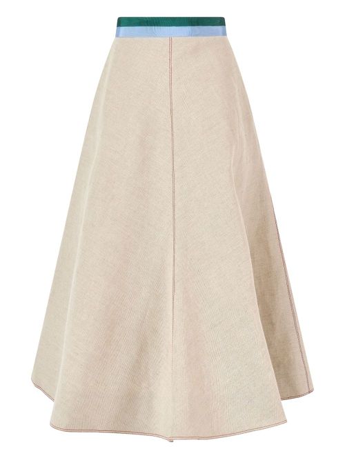 Ribbon-detail A-line skirt - Neutrals
