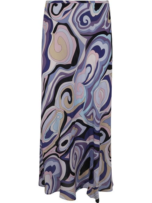 Abstract-pattern print skirt - Blue