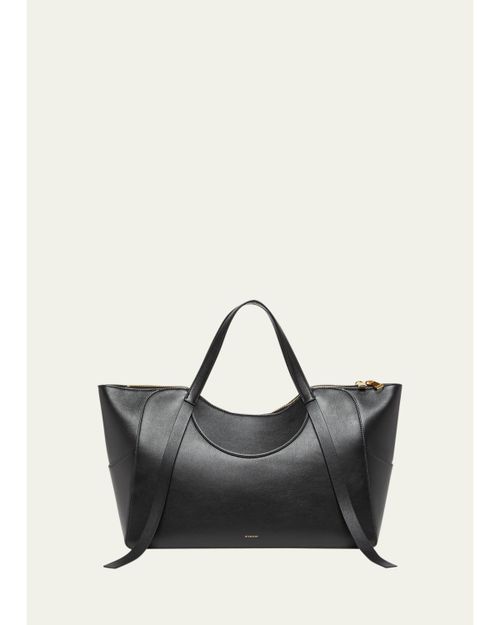 Facet Medium Chain-Embellished Leather Top-Handle Bag