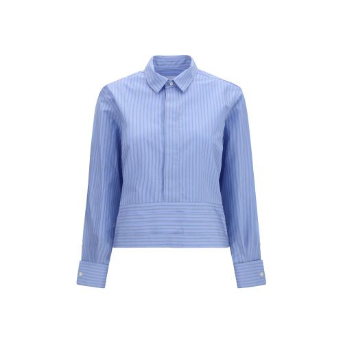 Cotton Poplin Striped Shirt — Blue