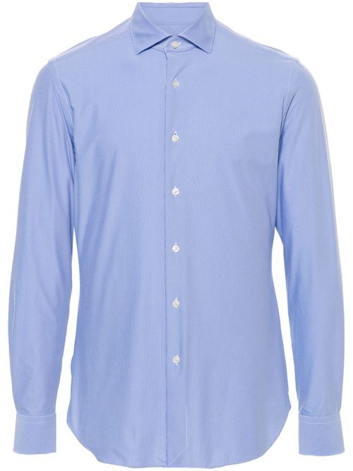 Spread-collar textured shirt - Blue