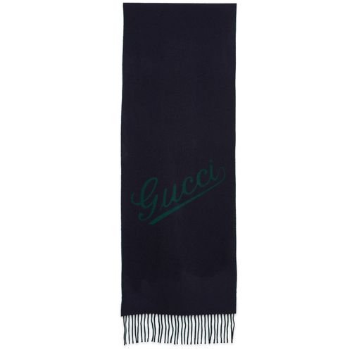 Men's GG Jacquard Scarf in Navy/Green 