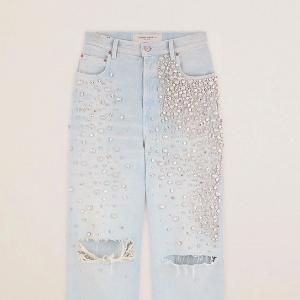 Kim cabochon-crystal bleached jeans