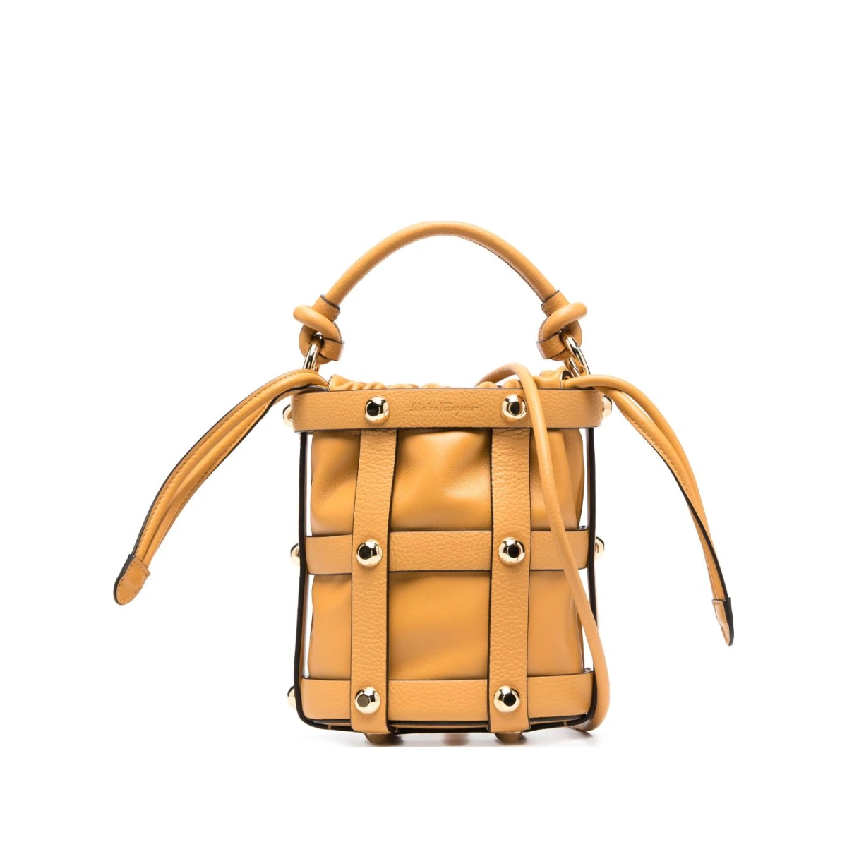 Cage calf-leather bucket bag - Neutrals