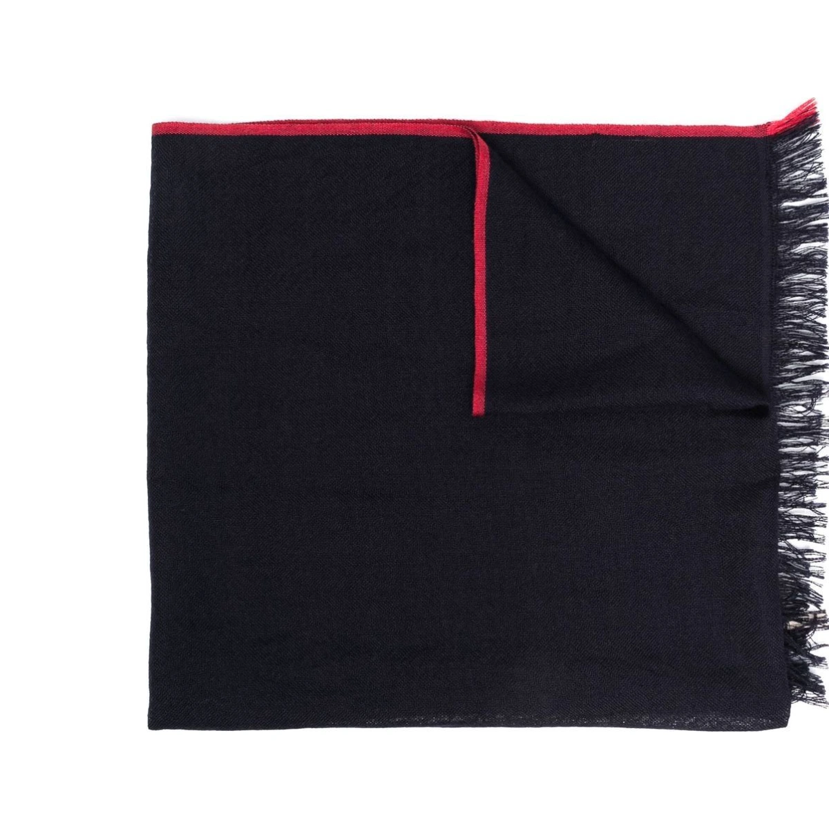 Solid border fringed scarf - Blue