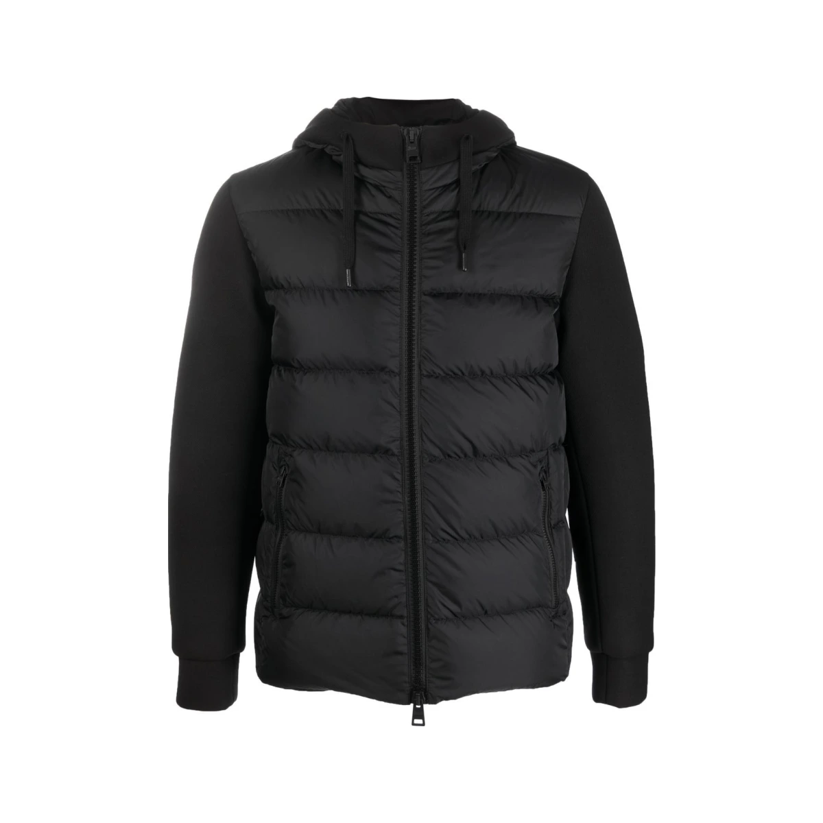 Hooded hybrid down-padded jacket - Black