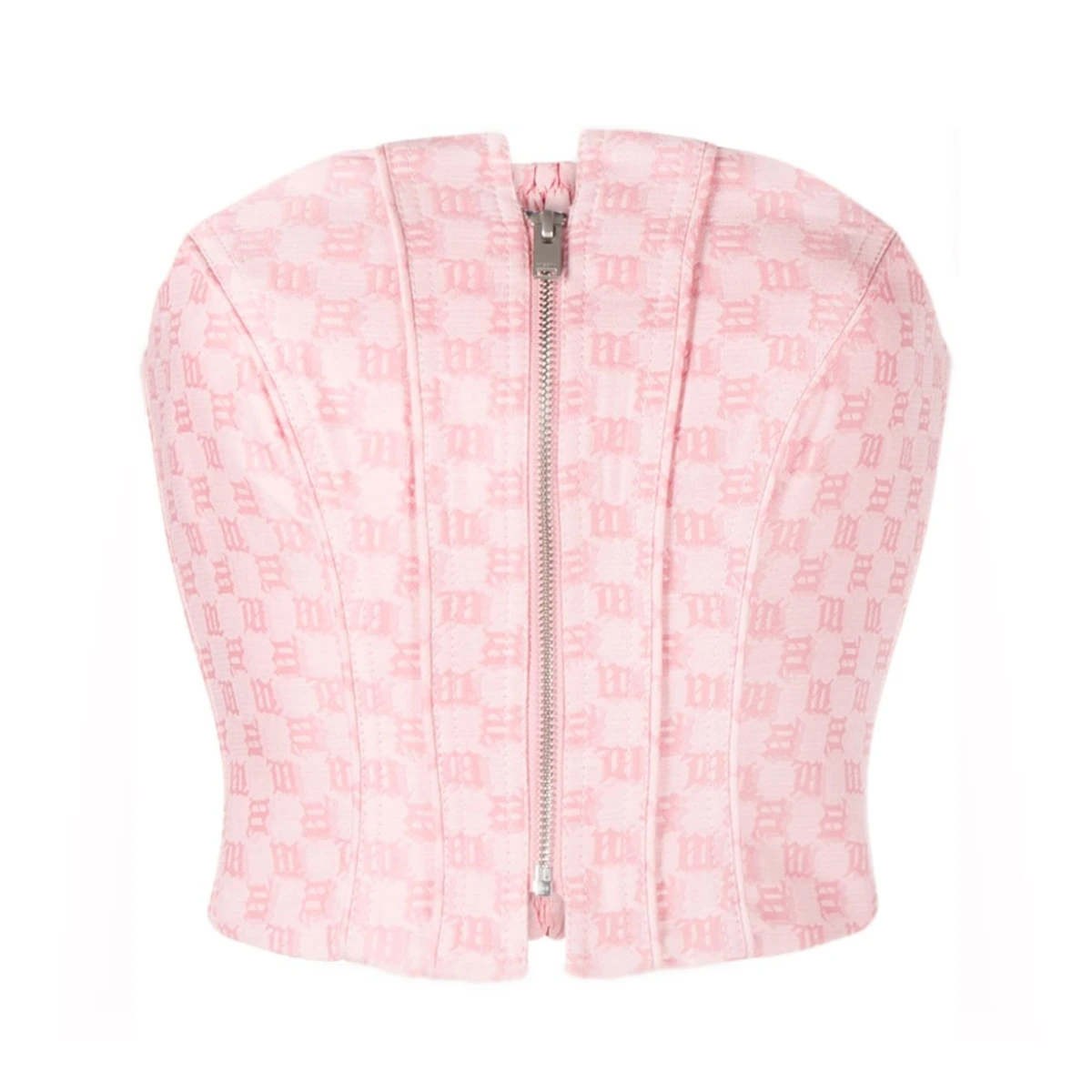 Monogram-print corset top - Pink