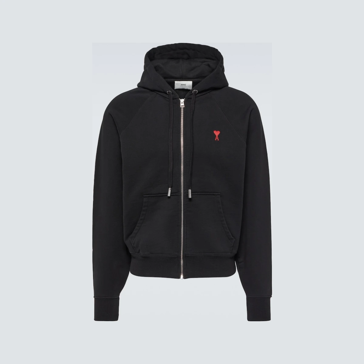 Ami Paris Ami De Caur cotton jersey zip-up hoodie