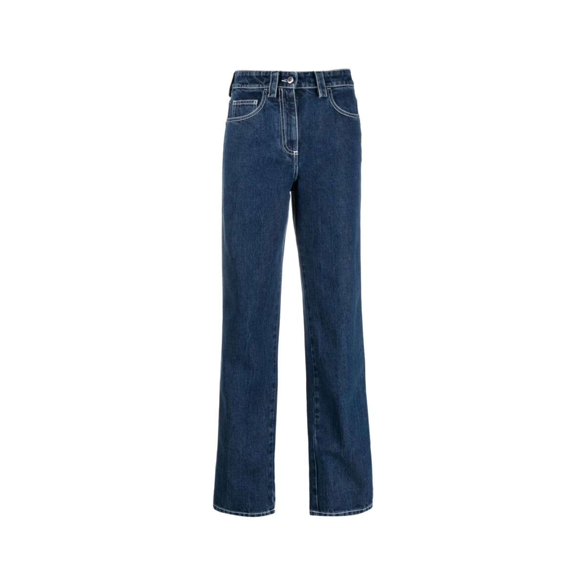 Contrast-stitching straight-leg jeans - Blue