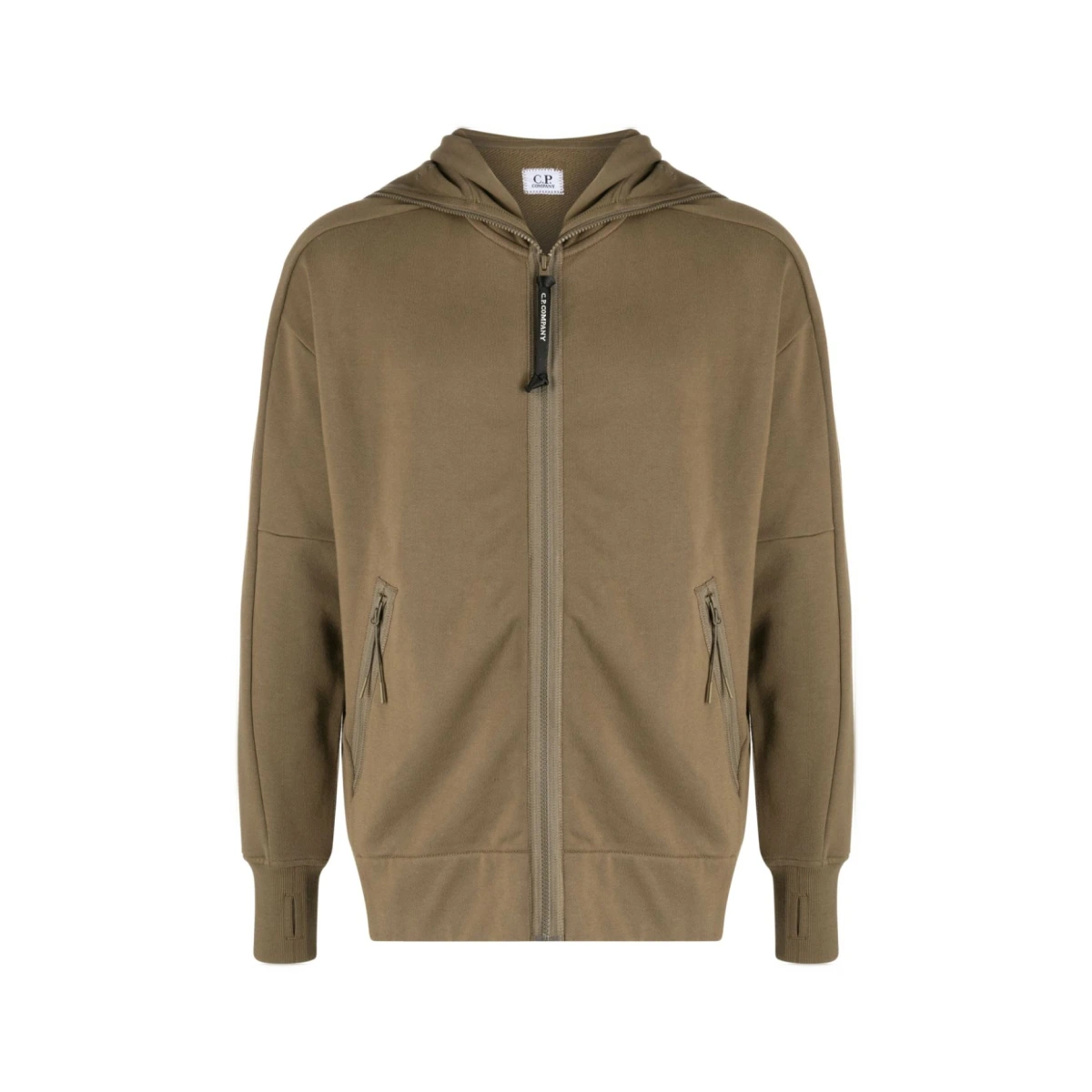 Diagonal Raised fleece zipped jacket - Green
