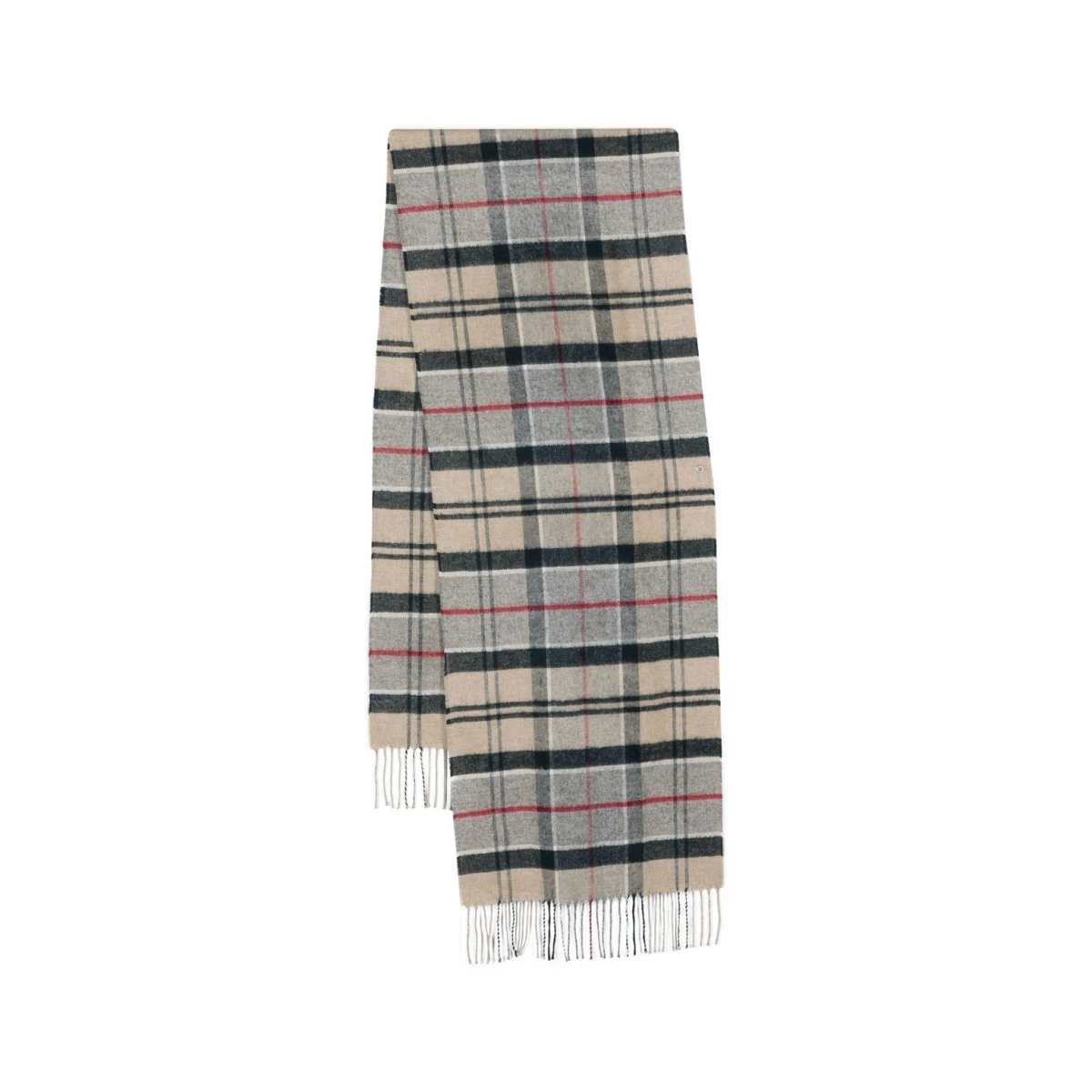 Tartan check-pattern scarf - Grey