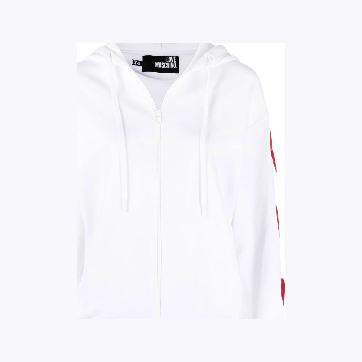 Heart-patch cut-out zipped hoodie - White