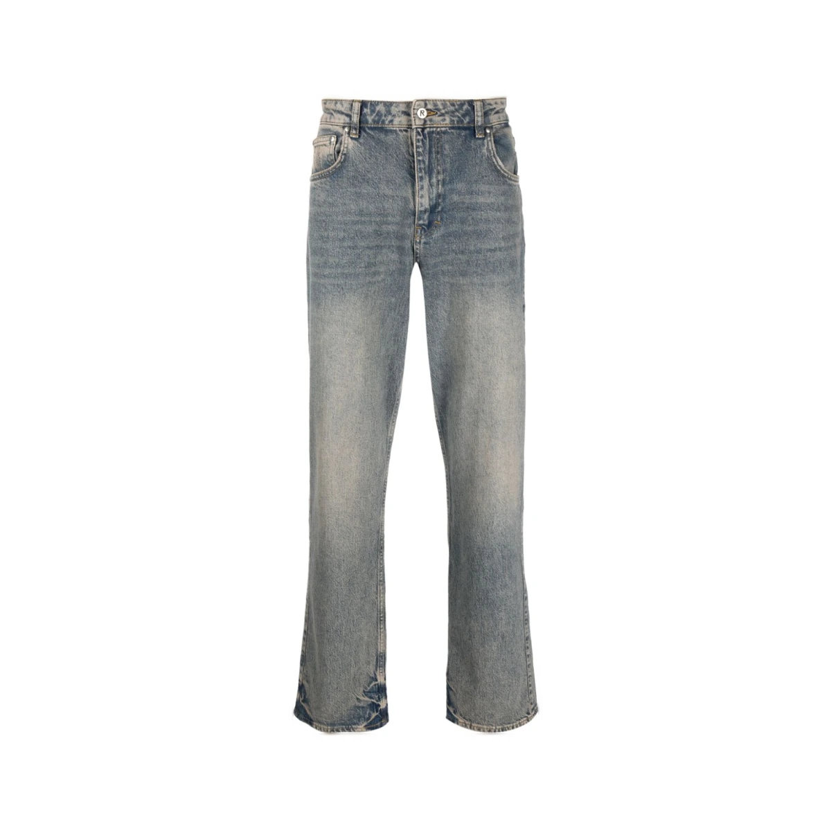 Bleached-effect straight-leg jeans - Blue