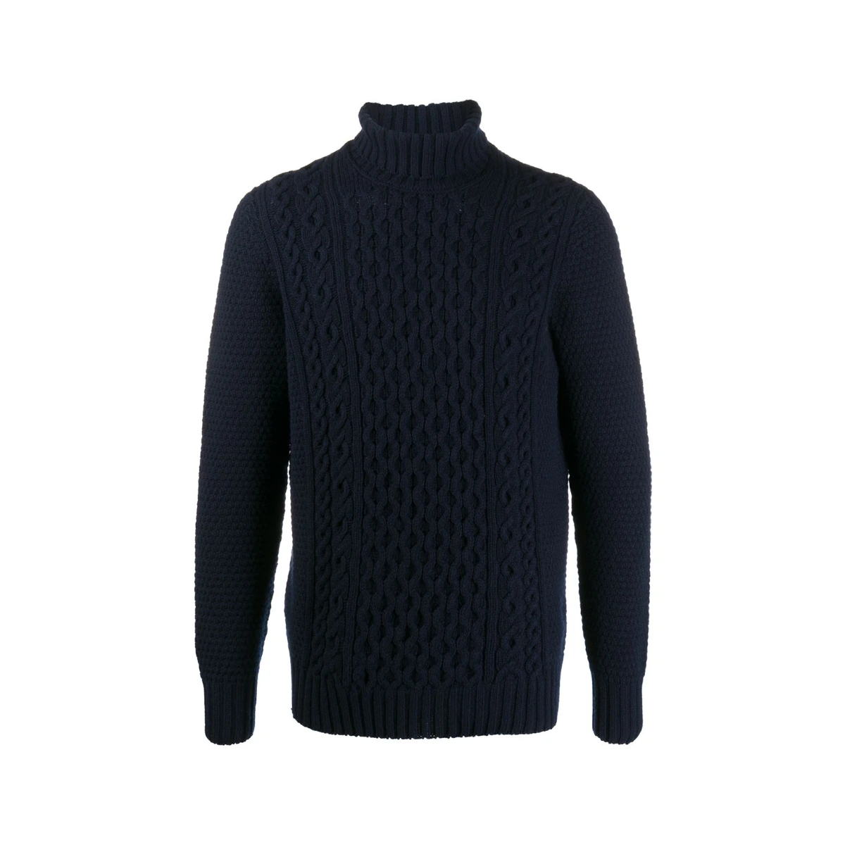 Cable-knit roll neck jumper - Blue