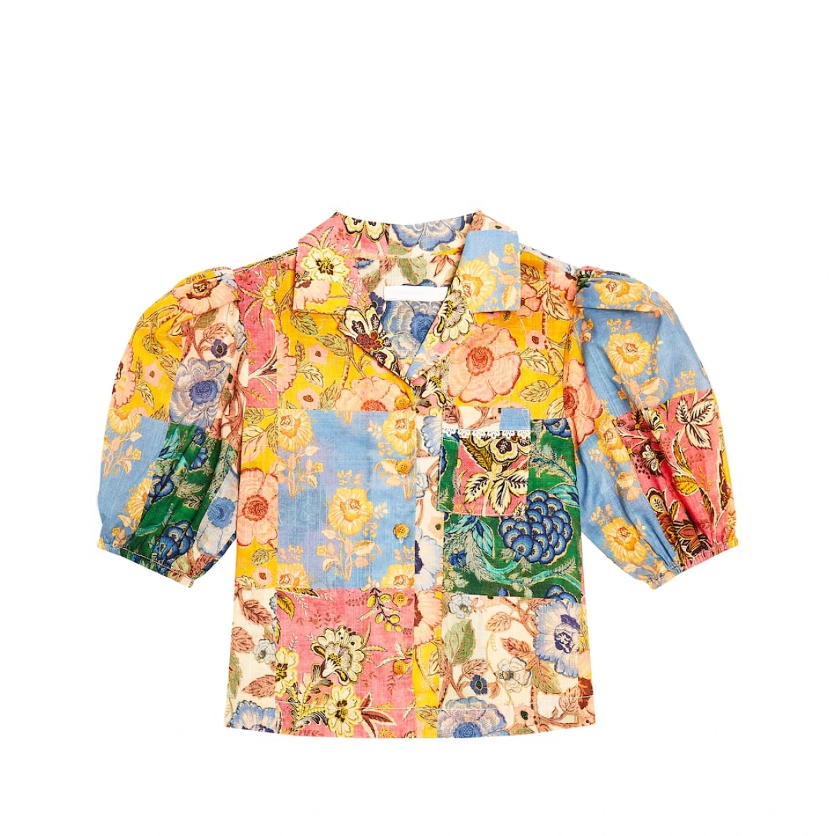 Zimmermann Kids Junie patchwork puff-sleeve shirt