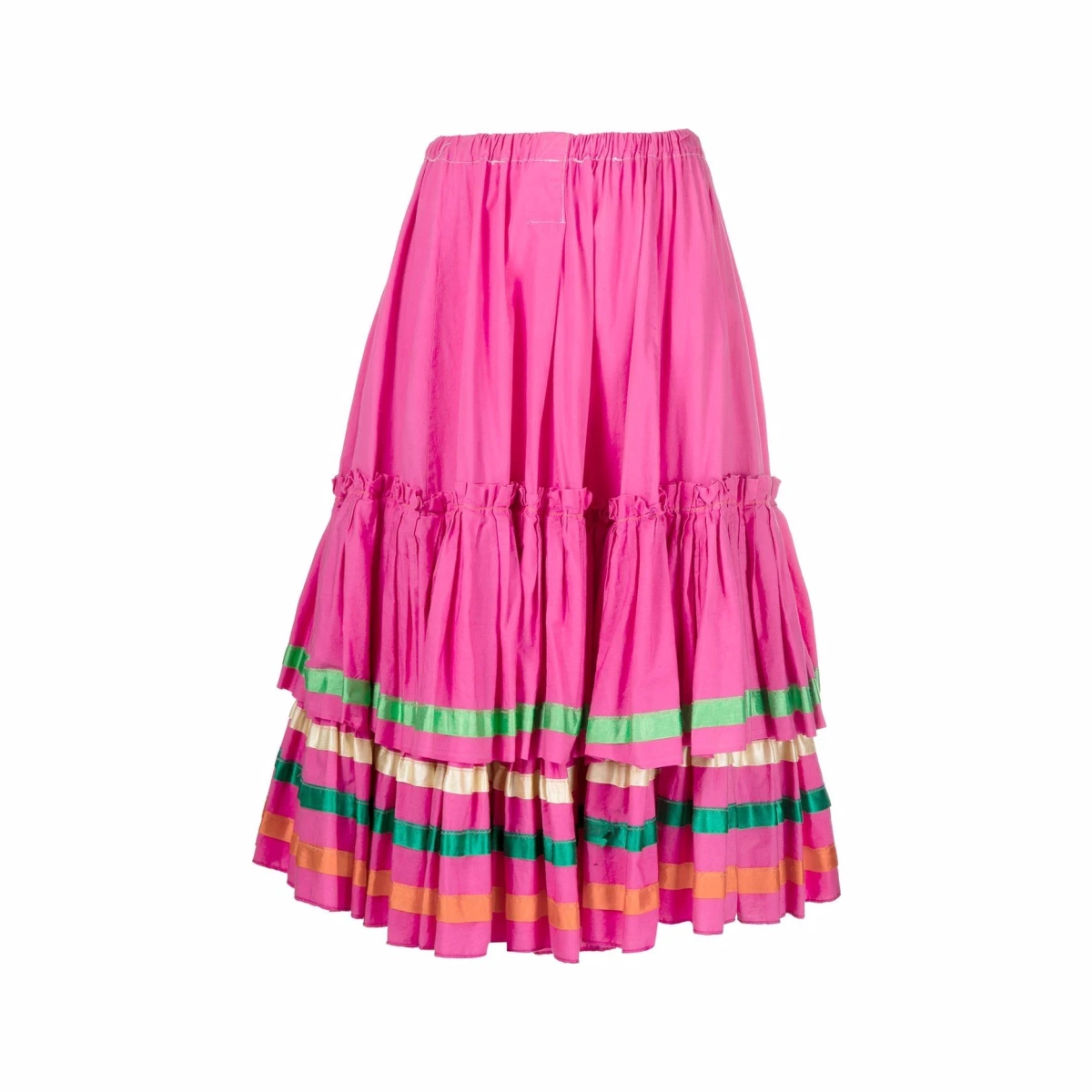 1980s layered flared midi skirt - Pink
