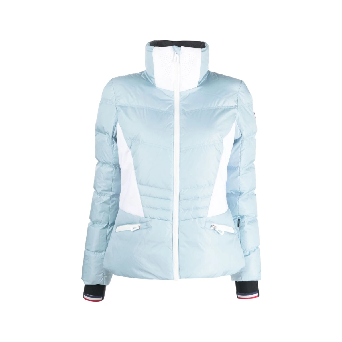 Logo-patch panelled padded jacket - Blue