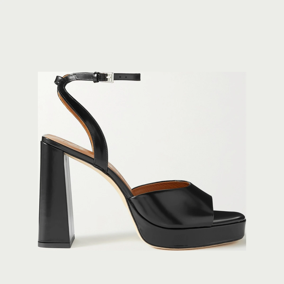 Solange Leather Platform Sandals - Black
