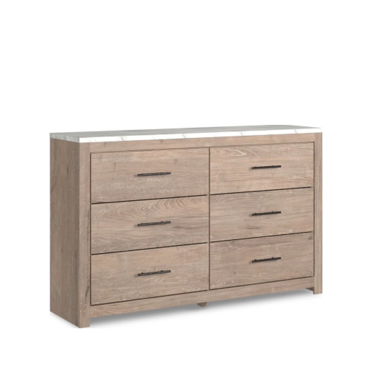 Senniberg 6 Drawer Dresser, Light Brown/White