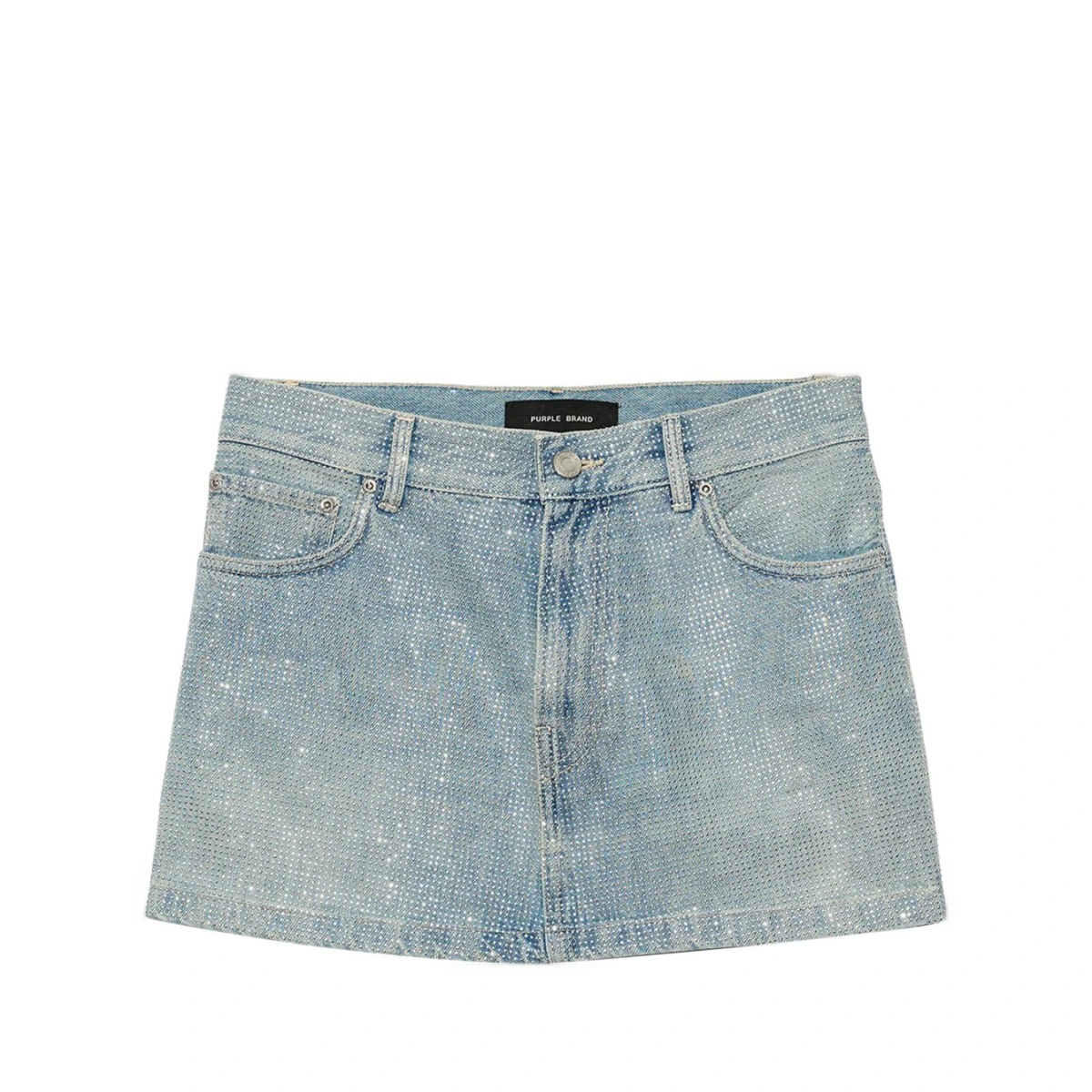 Rhinestone-embellished denim miniskirt - Blue