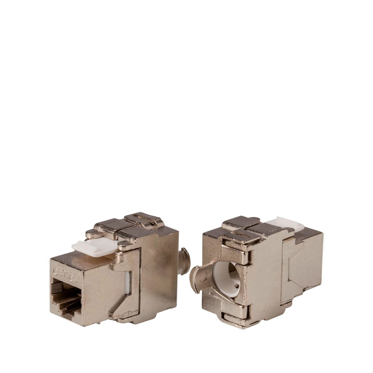 Entegrade Series Cat6/Cat6A Shielded RJ45 Toolless Die Cast 180-Degree Keystone Jack for 22-24AWG Solid Wire, Silver