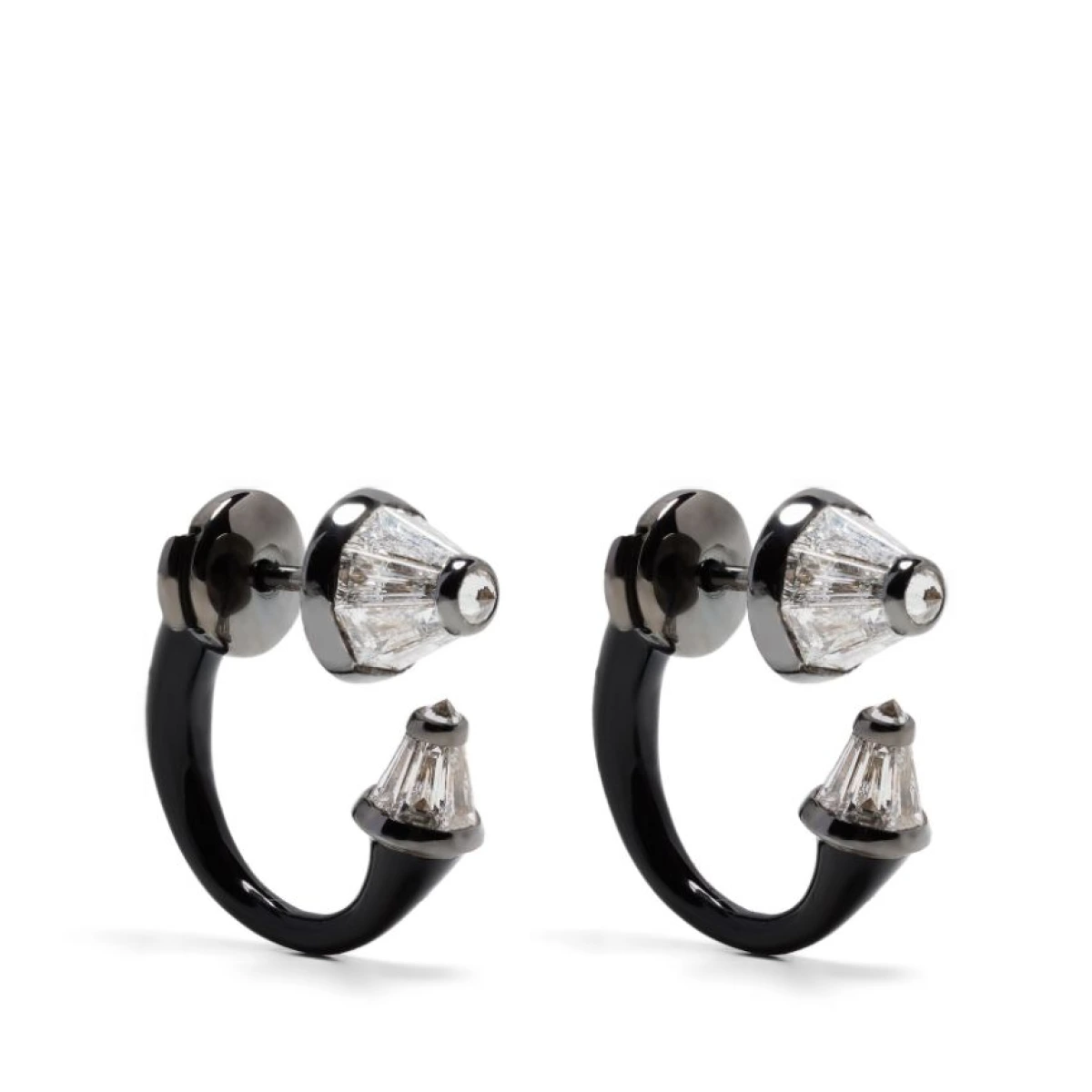 18kt white gold Enery diamond jacket earrings - Black