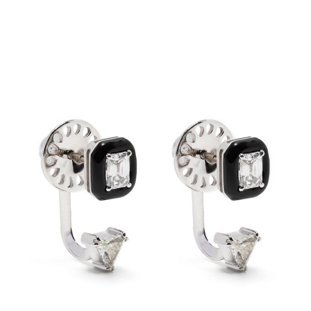 18kt white gold diamond drop earrings - Silver