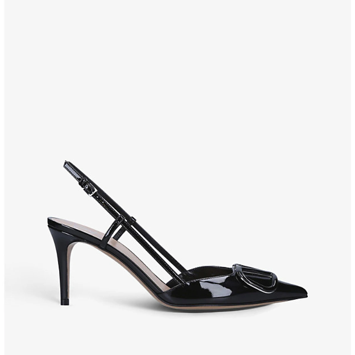 Womens Black VLogo Brand-embossed Leather Heeled Courts 2