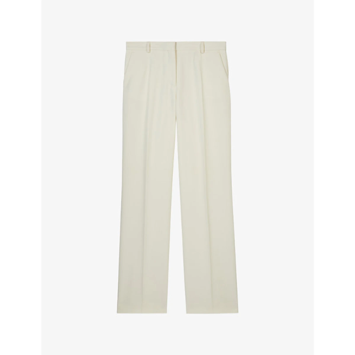 Womens Ecru Straight-leg High-rise Stretch-woven Trousers 6