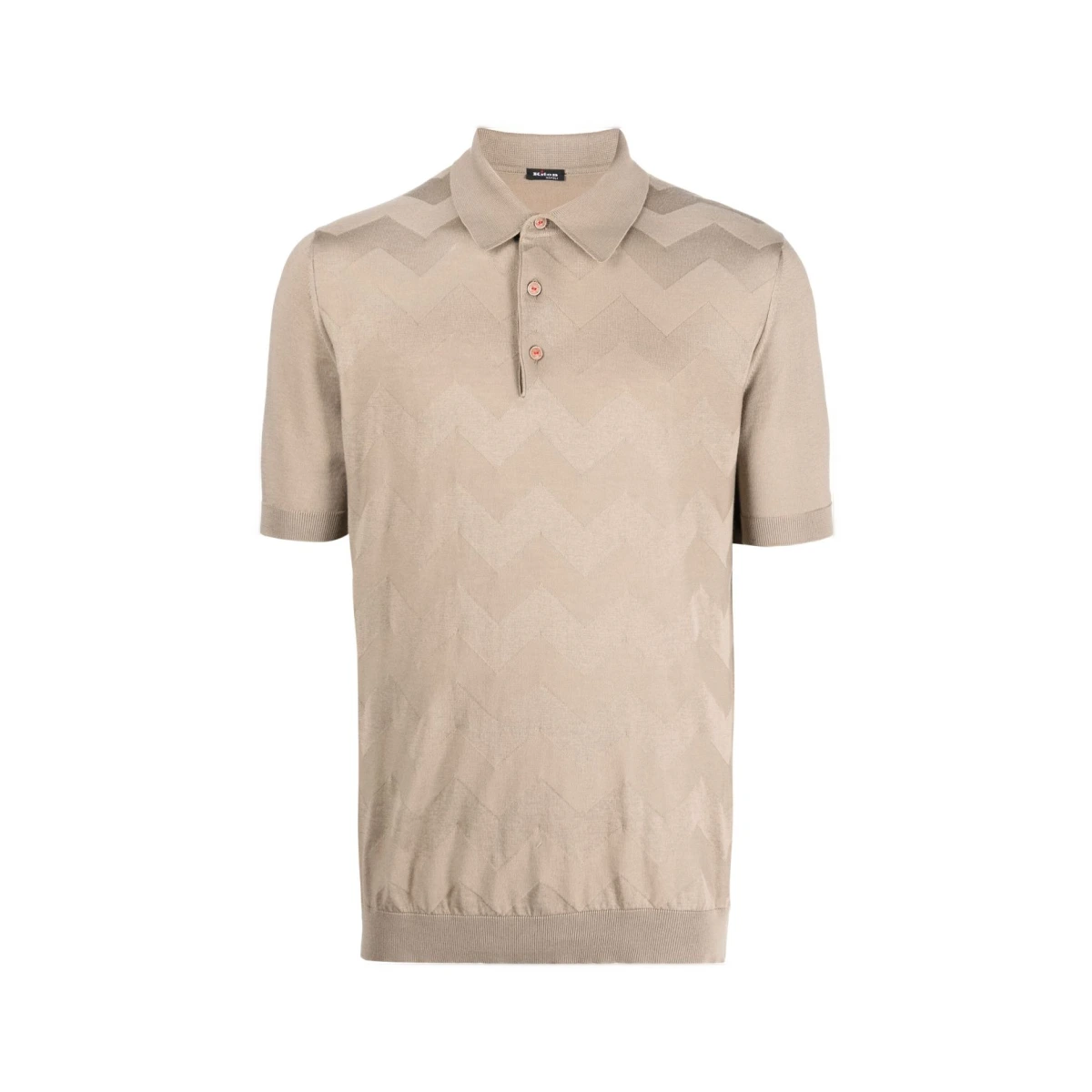 Wave-pattern short-sleeve polo shirt - Neutrals