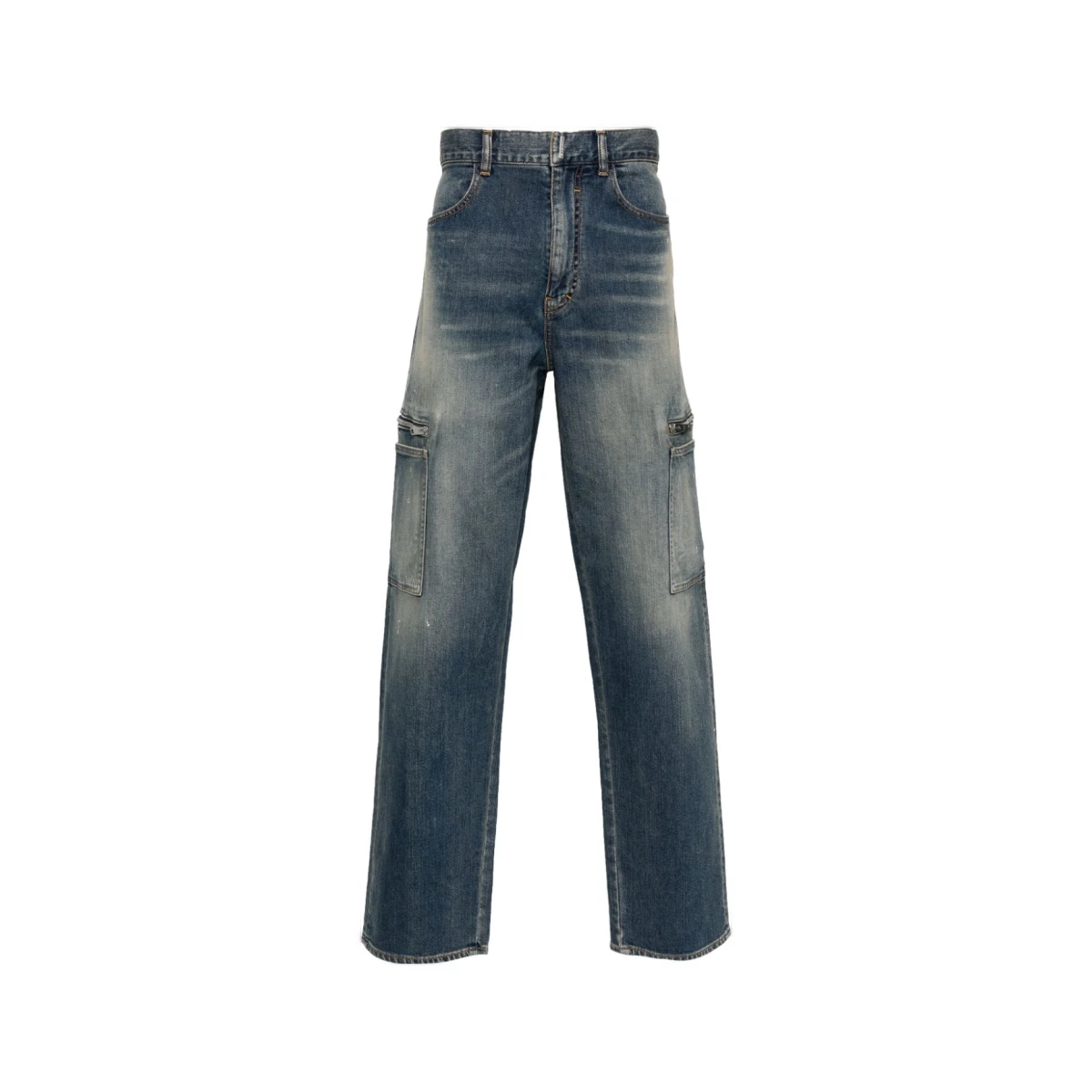 Straight-leg cargo jeans - Blue