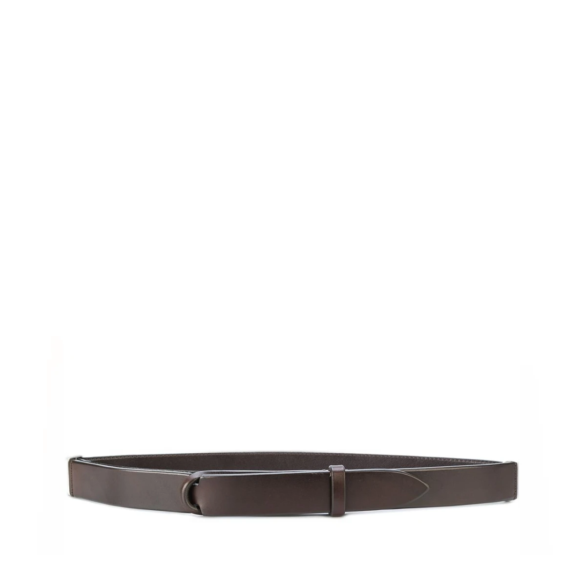 Slim loop-fastening belt - Brown