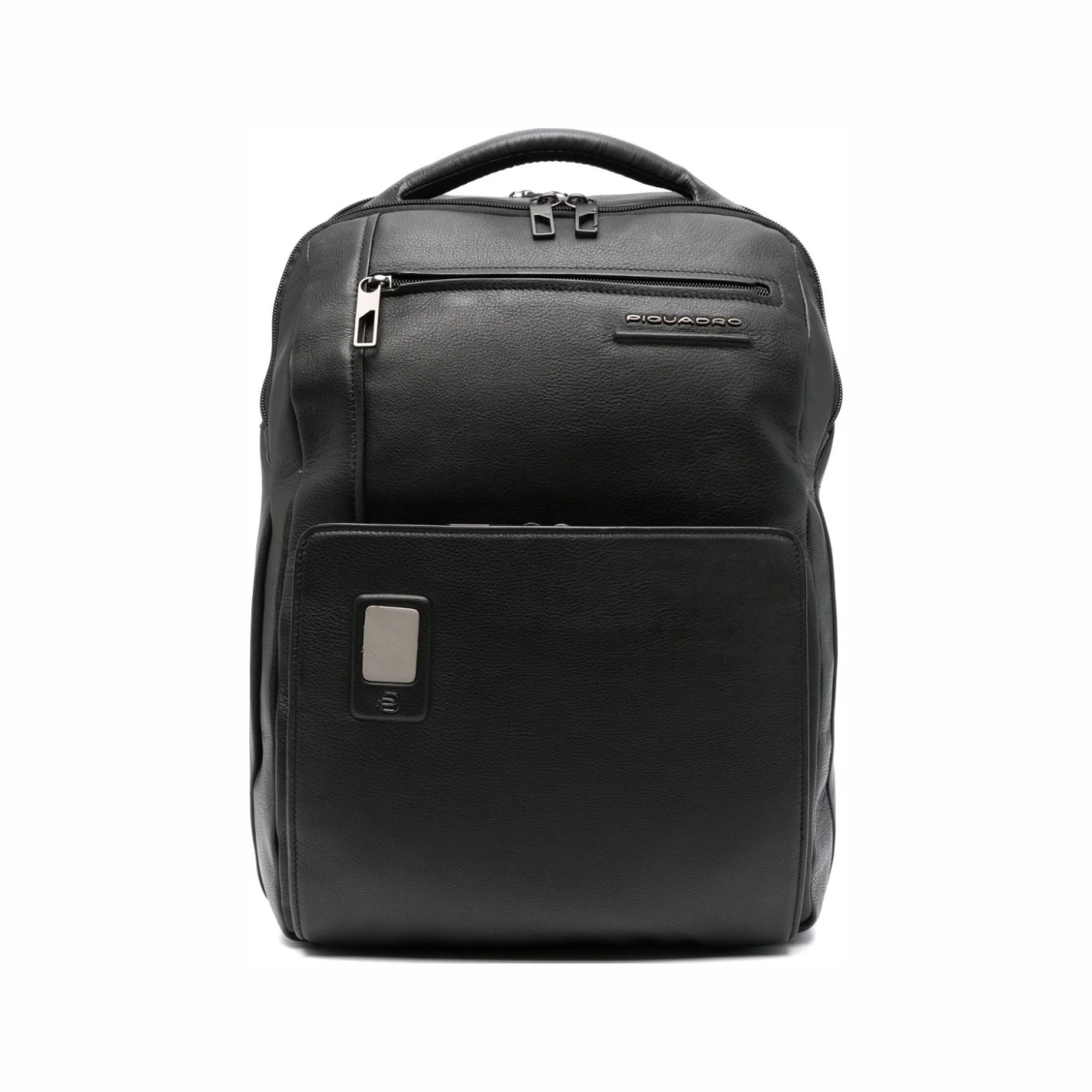 Akron logo-lettering leather backpack - Black