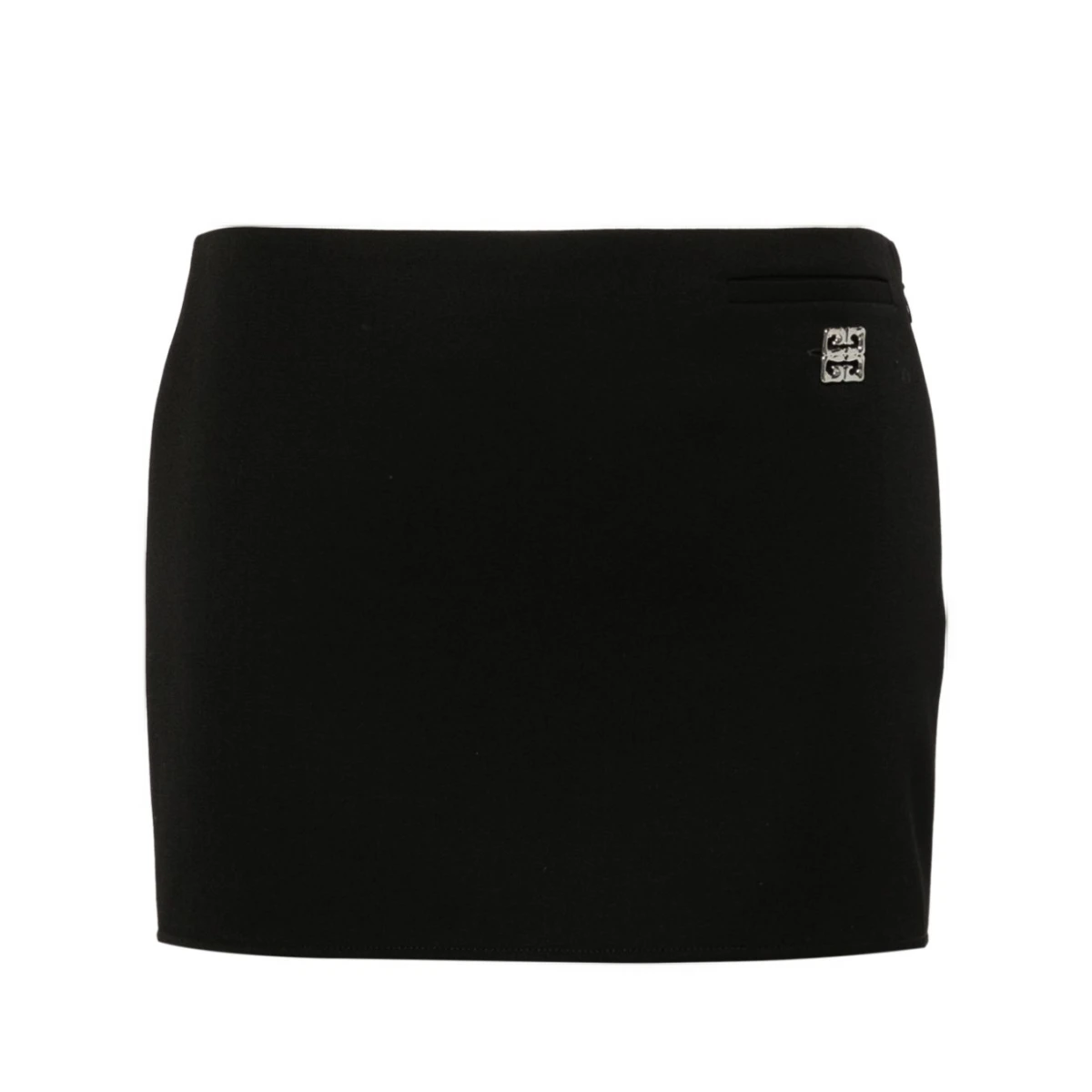 4G-plaque wool miniskirt - Black