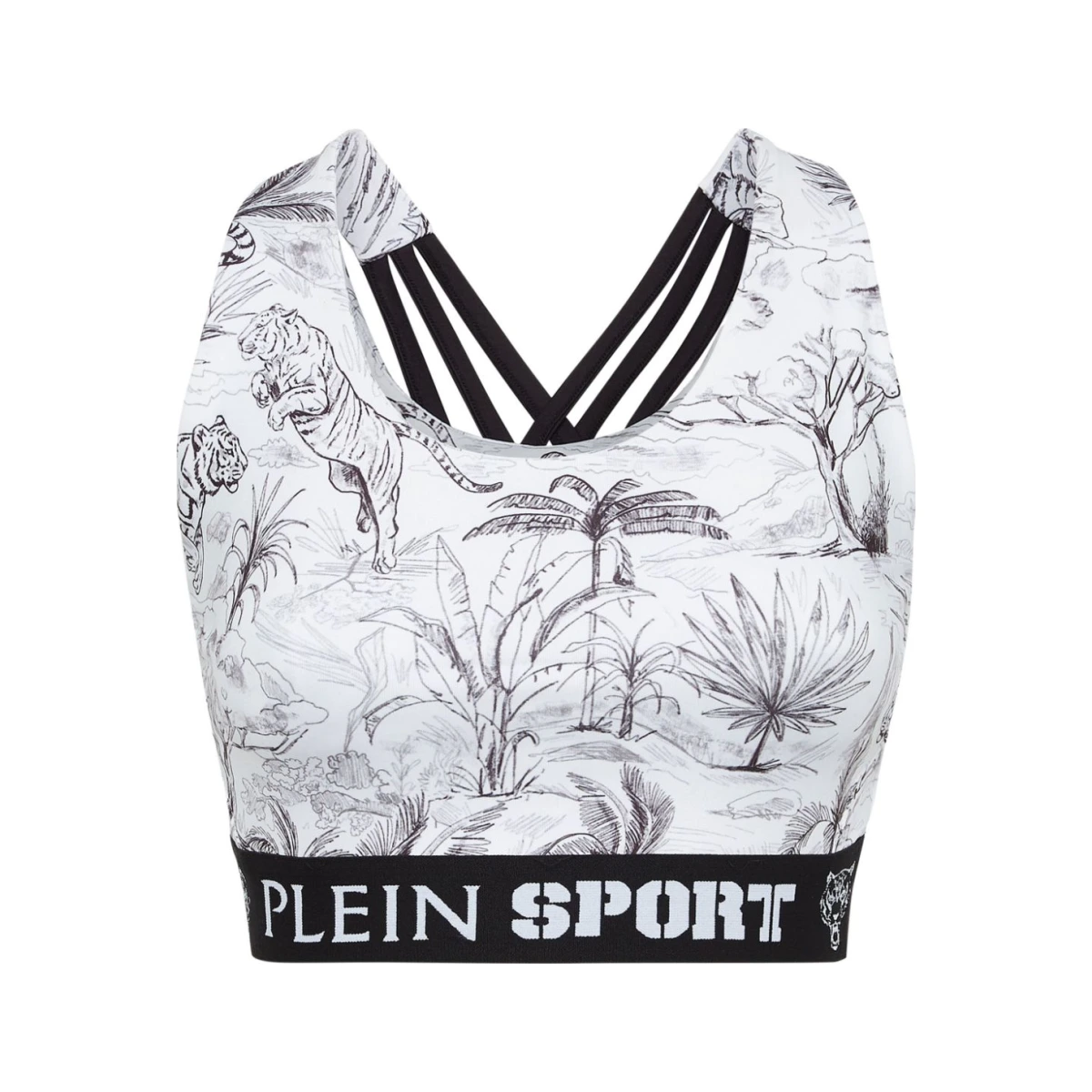 Graphic-print cropped tank top - White
