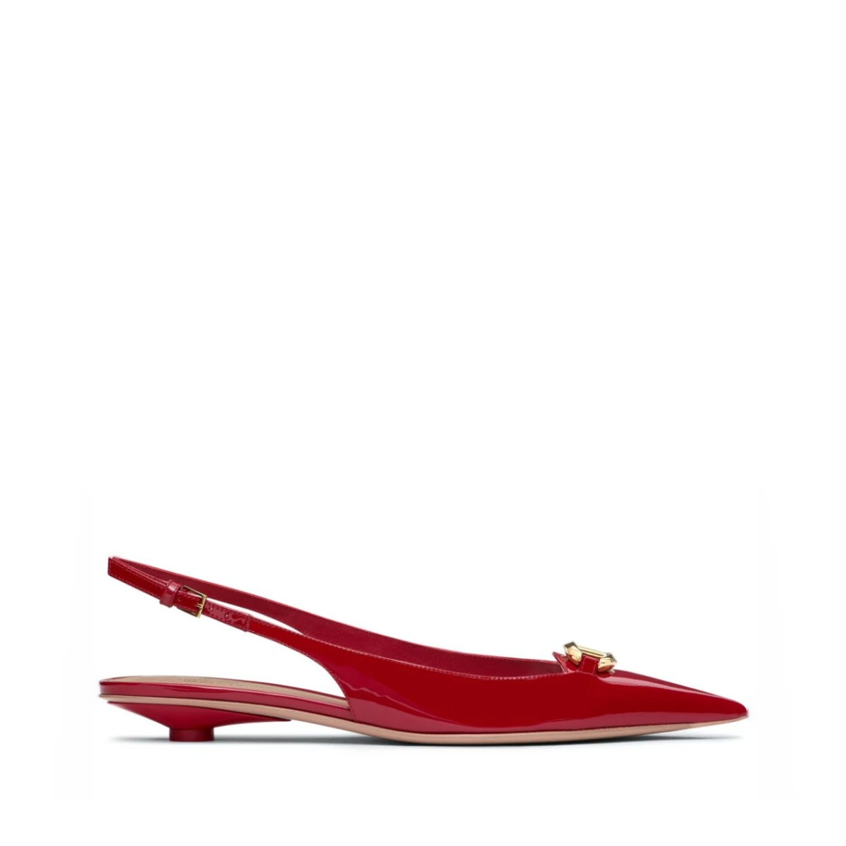VLogo Signature leather slingback ballerina shoes - Red