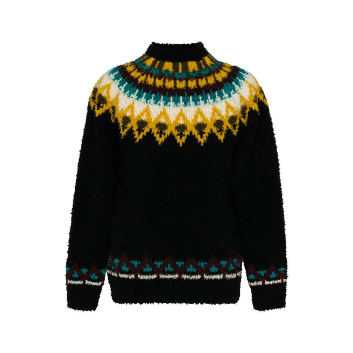 All over fray chunky knit sweater - Black