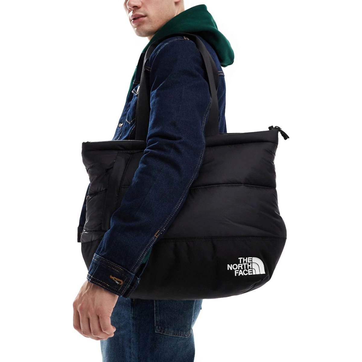 Nuptse down fill puffer tote bag in black