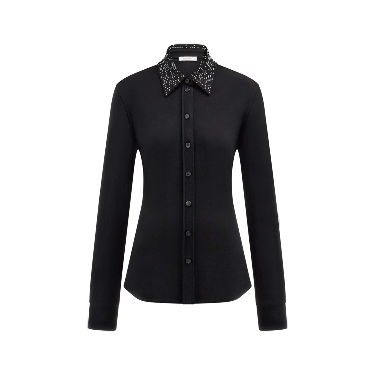Studded-collar jersey shirt - Black