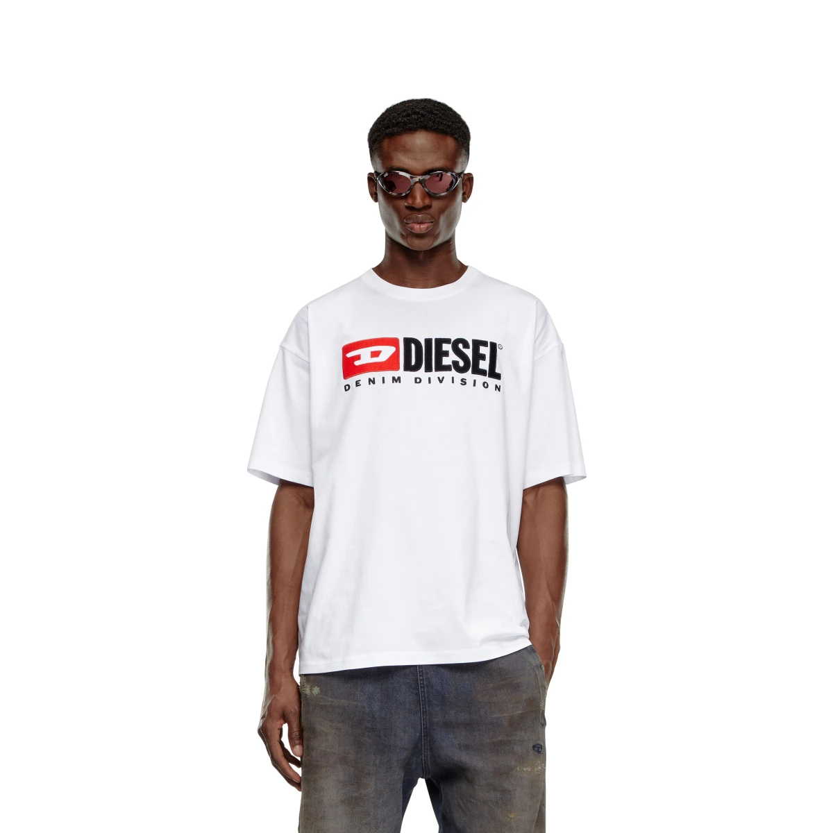 T-shirt with patch logo - T-Shirts - Man - White