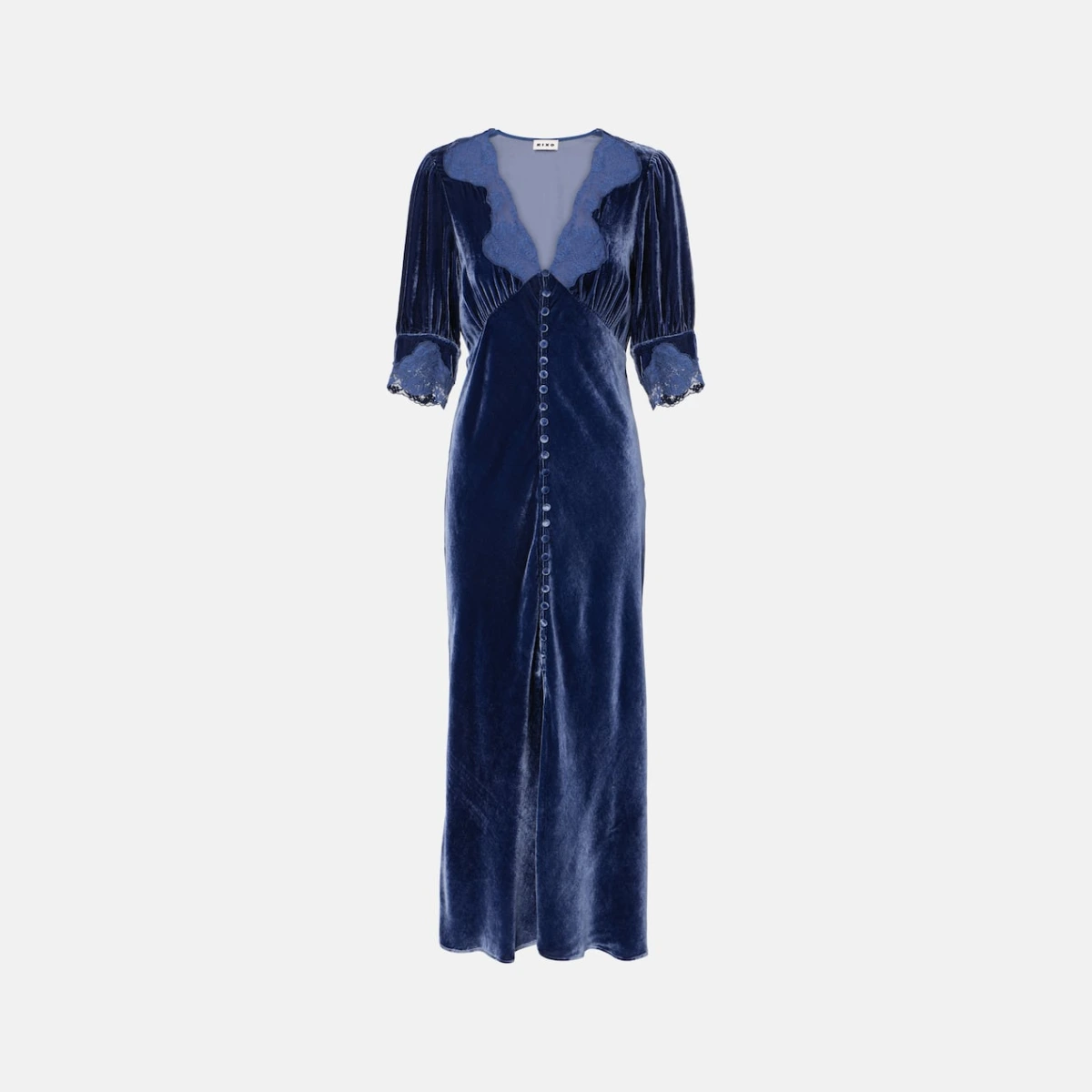 Rixo Simone lace-trimmed velvet maxi dress