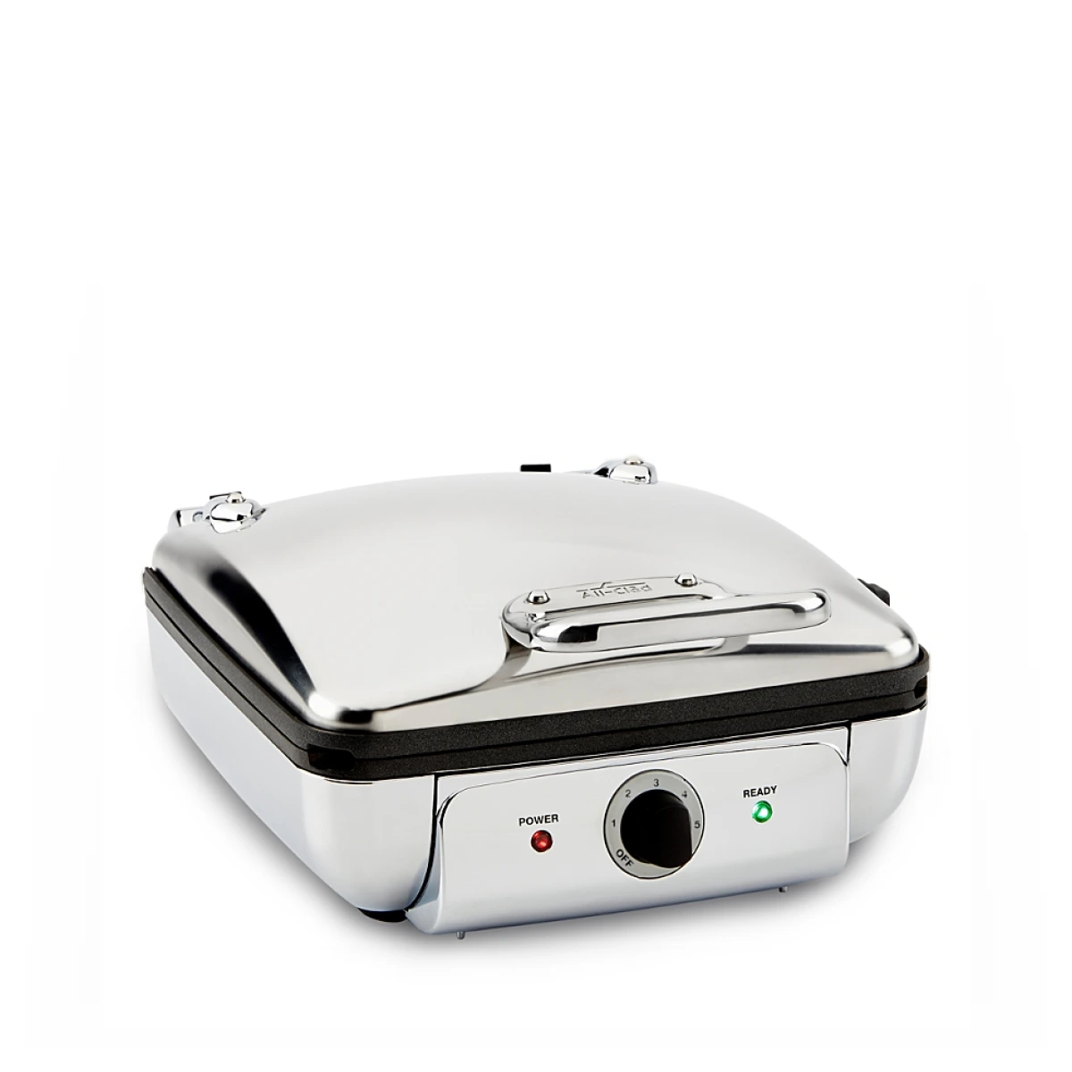 Gourmet Mechanical Stainless Steel Belgian Waffle Maker with Removable Plates