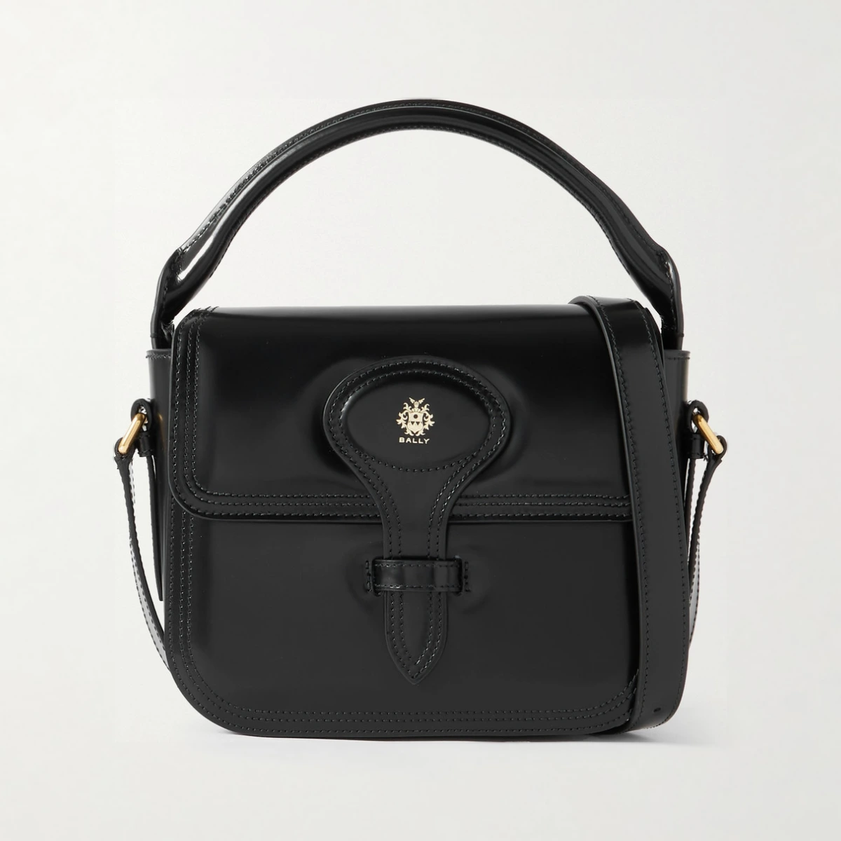 Beckett Flat Mini Glossed-leather Tote - Black
