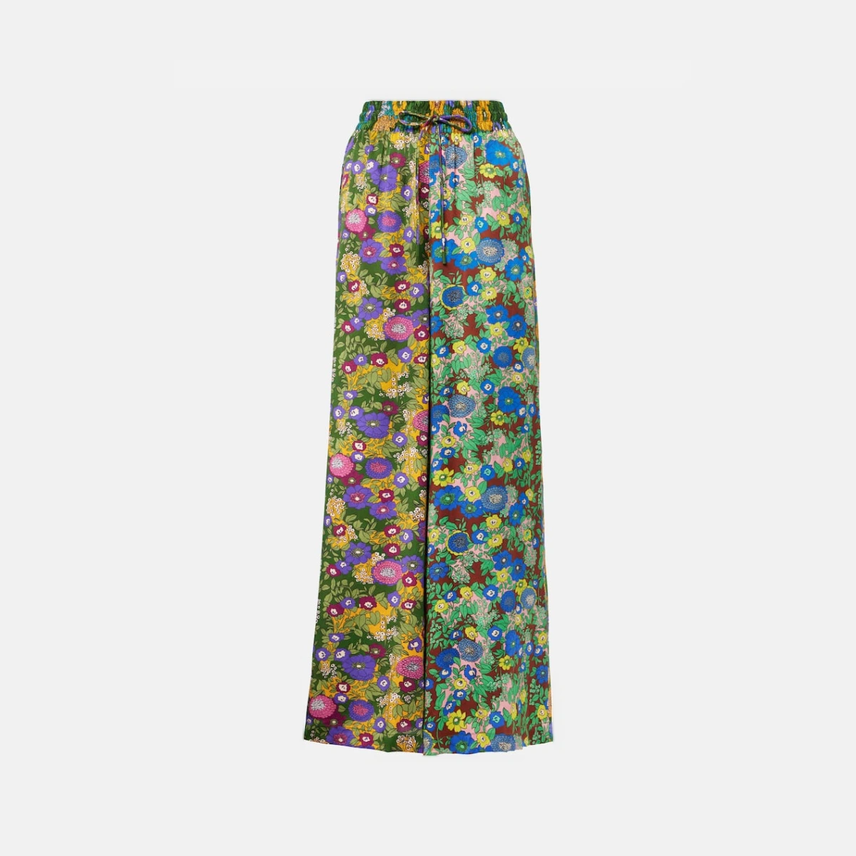 Alémais Printed silk satin wide-leg pants