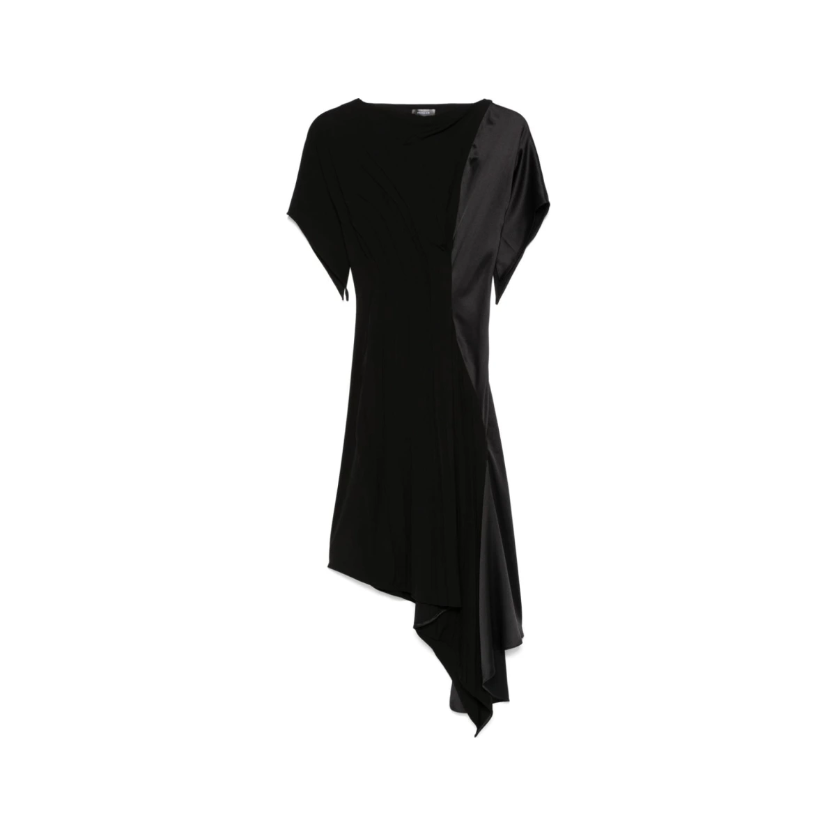 Pleated asymmetric midi dress - Black
