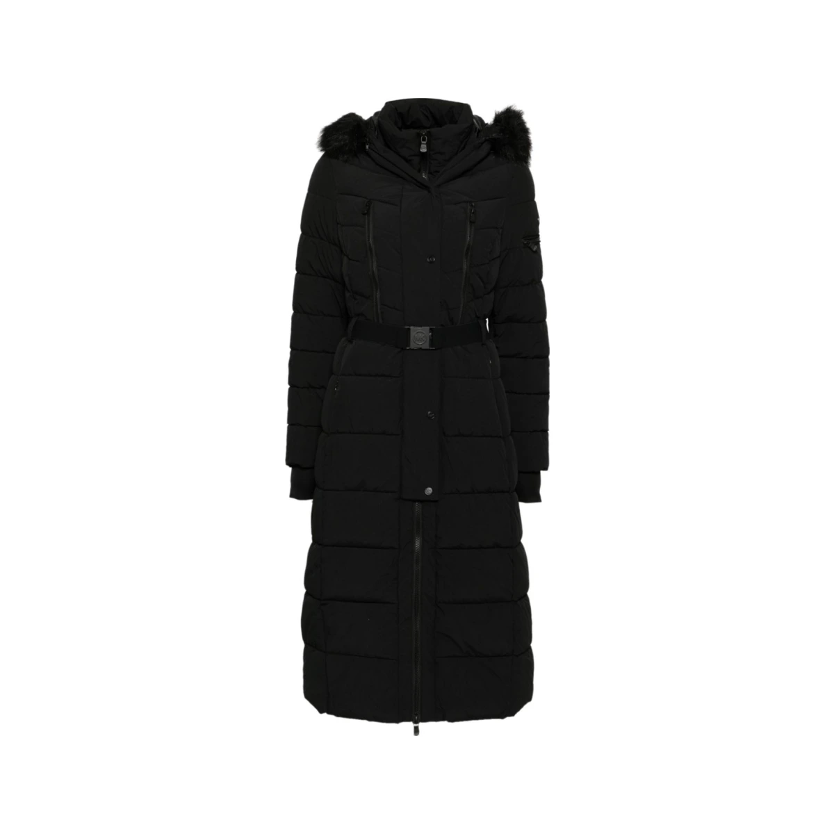 Belted maxi Scuba coat - Black