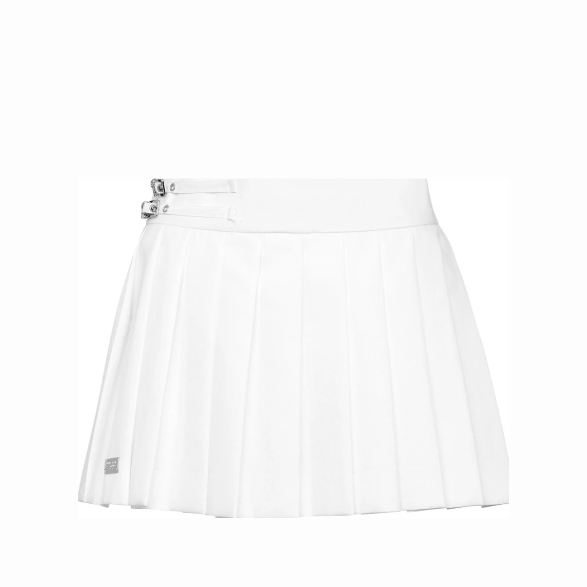 Skull pleated mini skirt - White