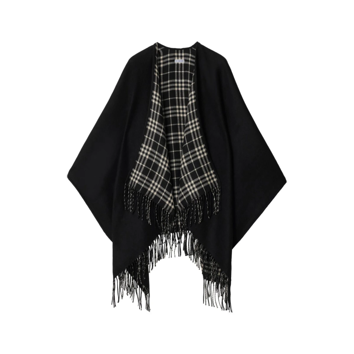 Checked wool cape - Black