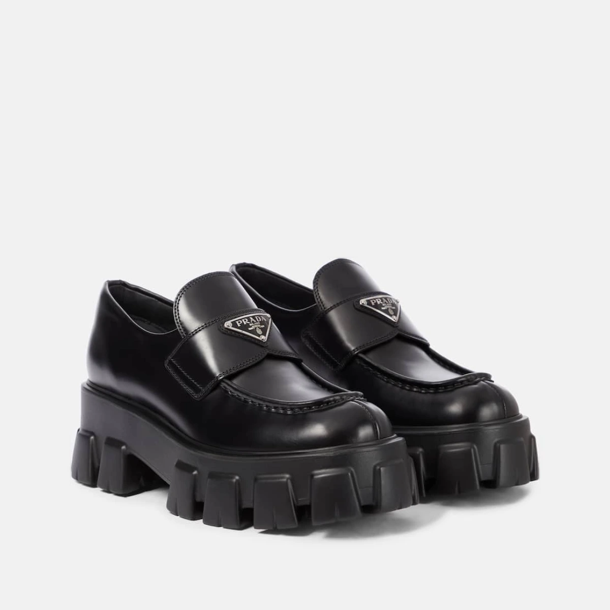 Prada Monolith brushed leather loafers