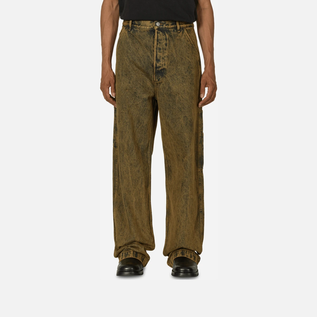 Loose Fit Denim Pants Beige